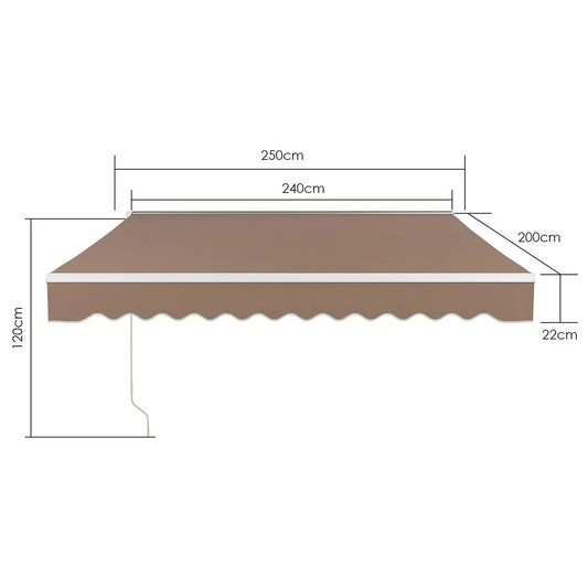Uitschuifbare Zonwering – Schaduwdoek – Terrasdoek – Balkonzonwering – Zonnescherm – Aluminium Frame – Water- En UV-Bestendig - 2.5 x 2M