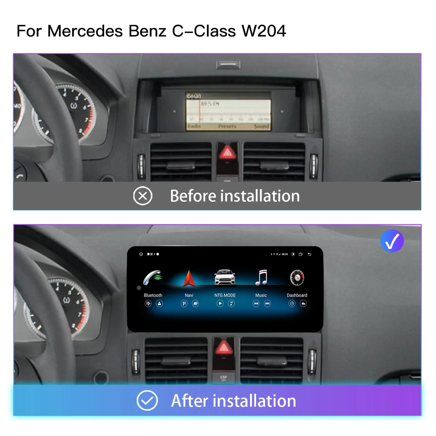 Autoradio – Multimedia Speler – Touchscreen Radio – Navigatiesysteem – 1-DIN Auto Stereo – 12.3 Inch Scherm – Android 14 – Draadloze CarPlay