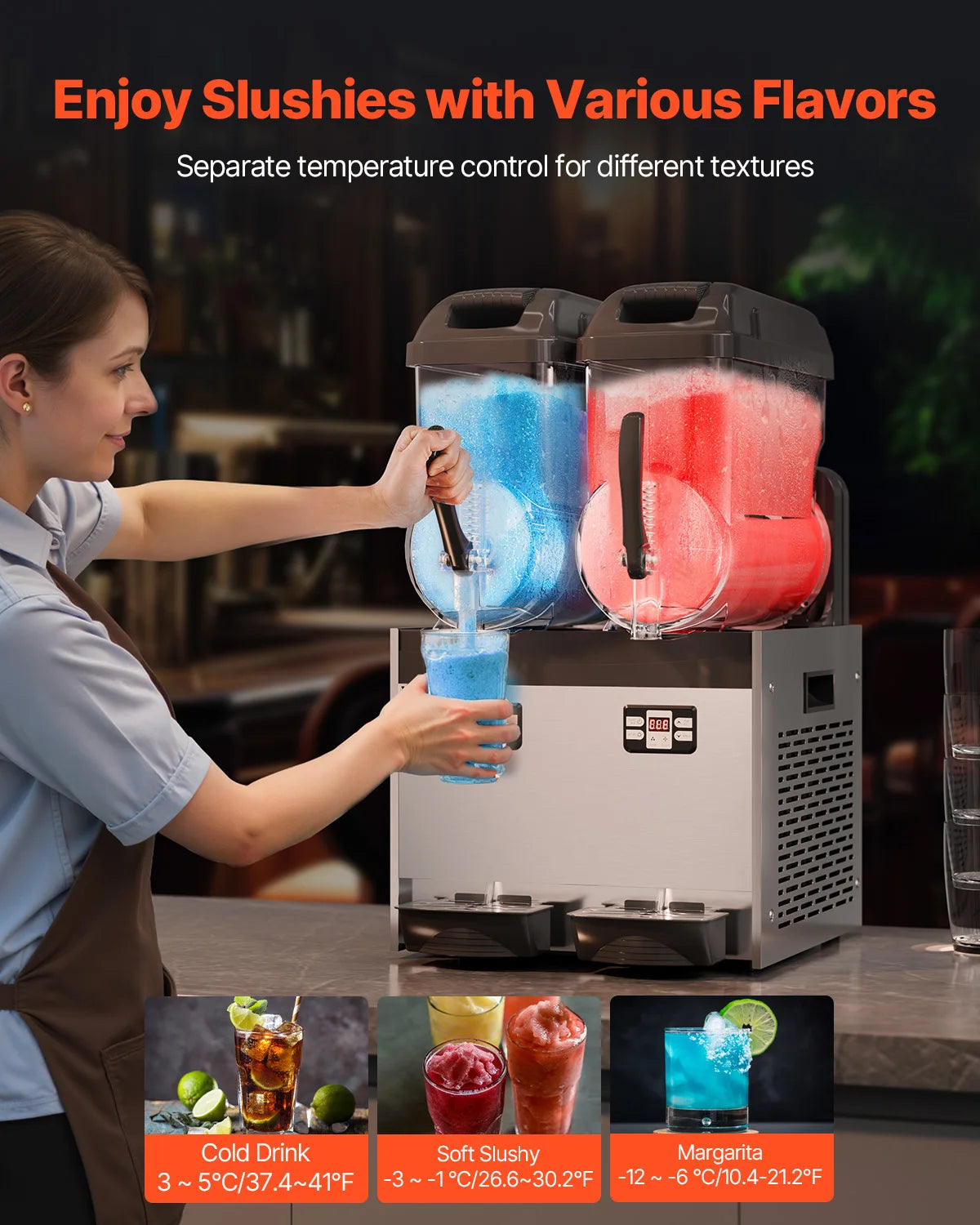 Slushy Machine – Slushmachine – IJsmachine – Frozen Drink Maker – Dubbele Tanks 1x4L – Instelbare Temperatuur