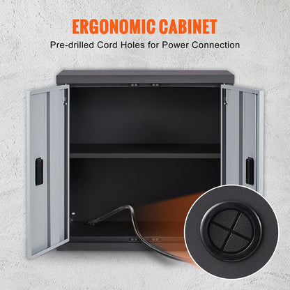 Wandkast - Kast - Locker - Opbergkast - Incl Slot en Sleutel - 54.5 Laadgewicht per Plank - Kluis - 66 x 30.5 x 66 CM - Garage - Muurkast - Cabinet - Zwart