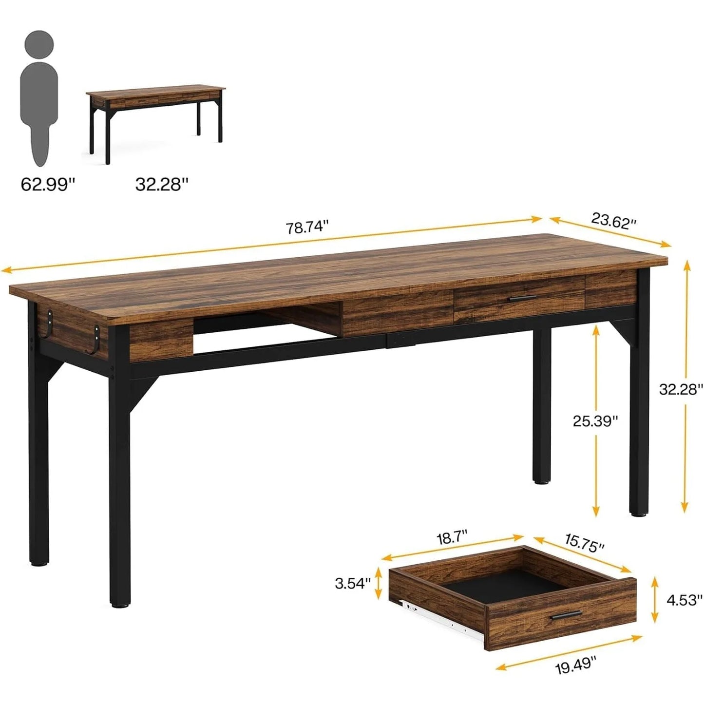 Bureau – Werkplek – Schrijftafel – Computertafel – Studieplek – Ruim Werkblad 160x70 cm – Stevig En Duurzaam Ontwerp