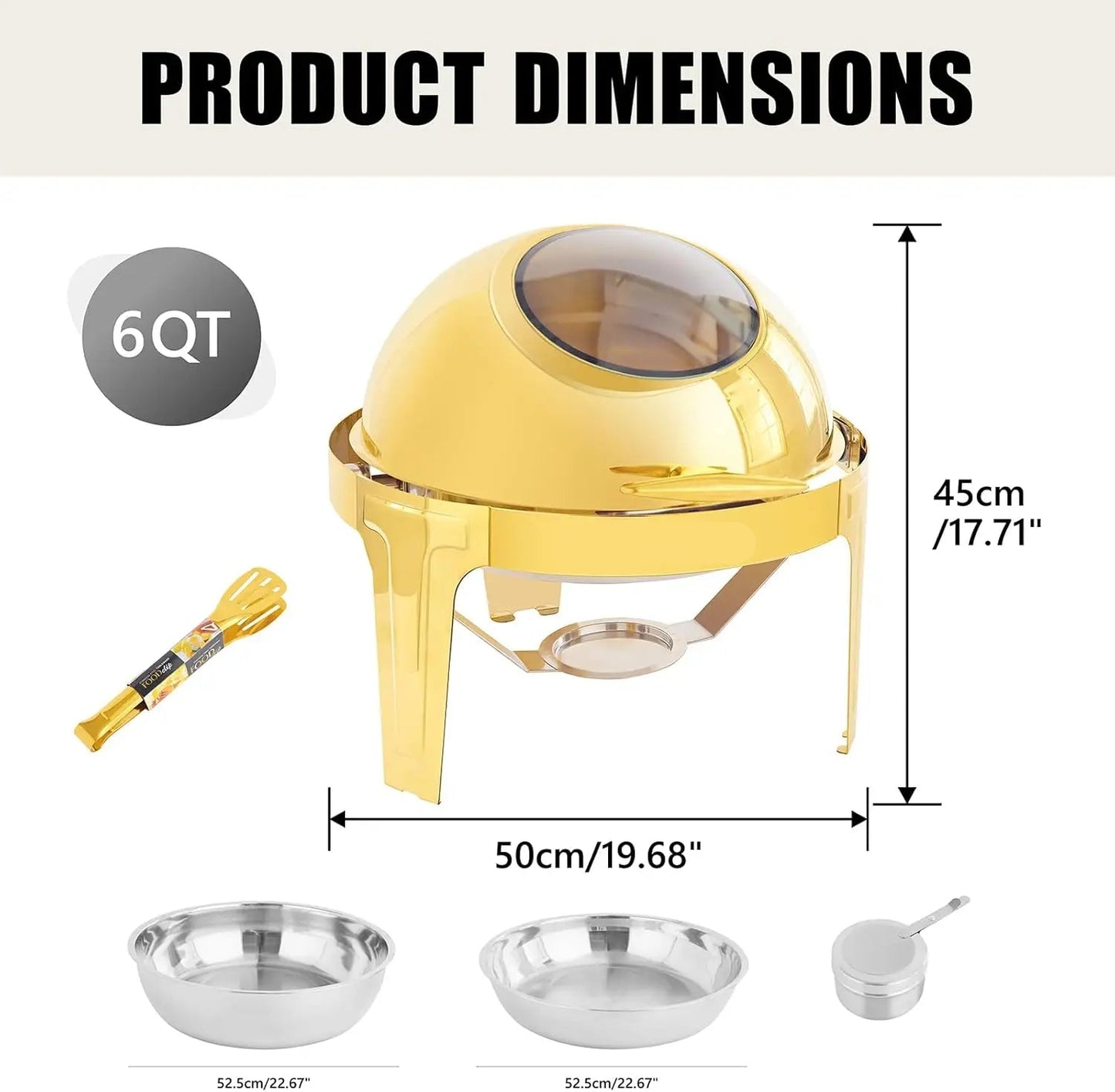 Chafing Dish - Warmhoudplaat - Buffetwarmer Set - Rechaud - High-Grade RVS Catering Warmer Set Compleet - 2 Stuks - 5QT - met Stevig Frame voor Feesten en Bruiloften - Zilver