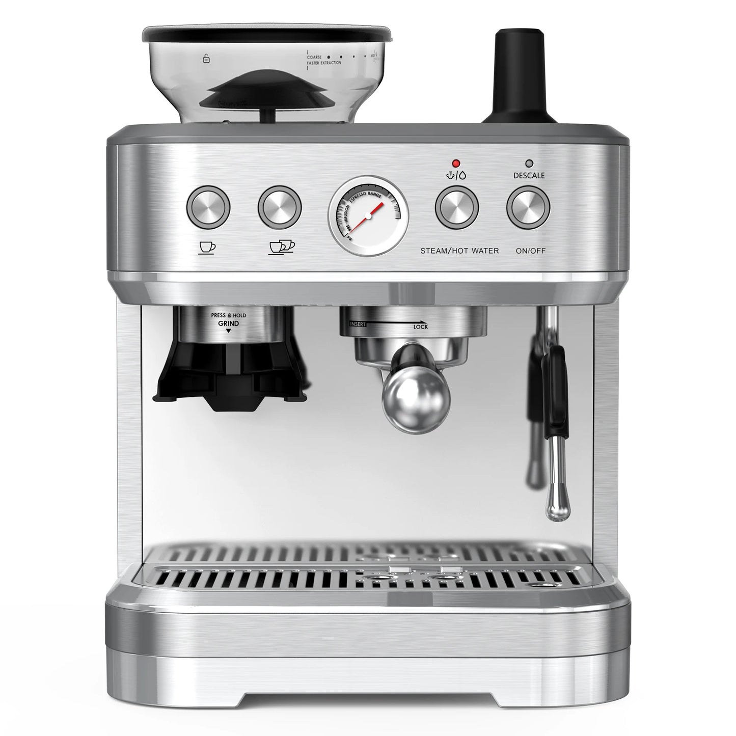 Espressomachine – Koffiemachine – Espressoapparaat – Volautomaat – Koffiezetapparaat – Roestvrij Staal – 15 Bar Pompdruk – Ingebouwde Koffiemolen Met 15 Maalgroottes - QUORE