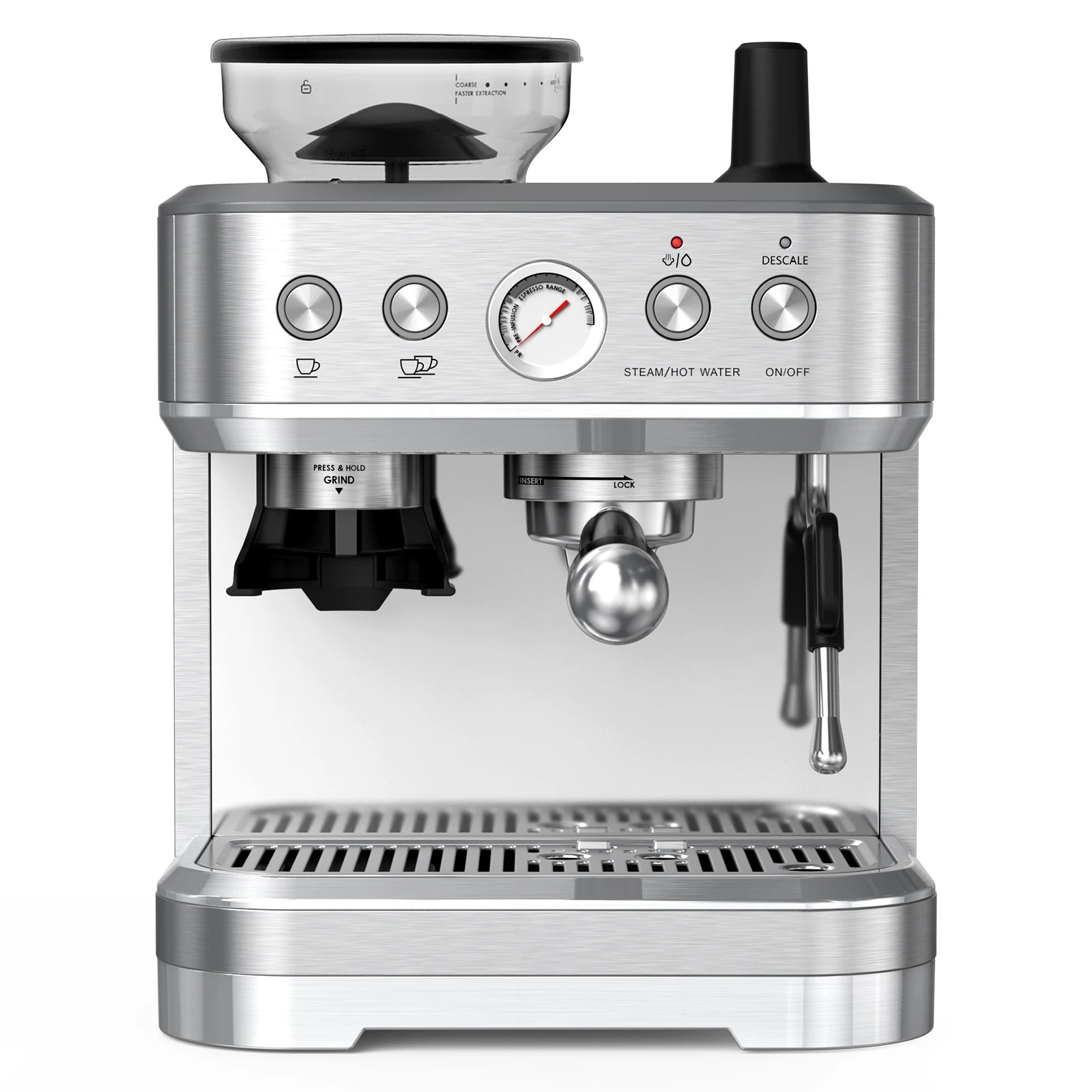 Espressomachine – Koffiemachine – Espressoapparaat – Volautomaat – Koffiezetapparaat – Roestvrij Staal – 15 Bar Pompdruk – Ingebouwde Koffiemolen Met 15 Maalgroottes - QUORE