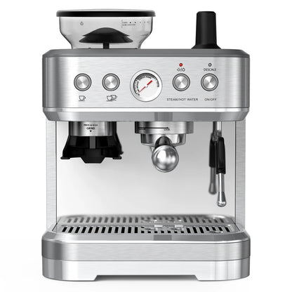 Espressomachine – Koffiemachine – Espressoapparaat – Volautomaat – Koffiezetapparaat – Roestvrij Staal – 15 Bar Pompdruk – Ingebouwde Koffiemolen Met 15 Maalgroottes - QUORE