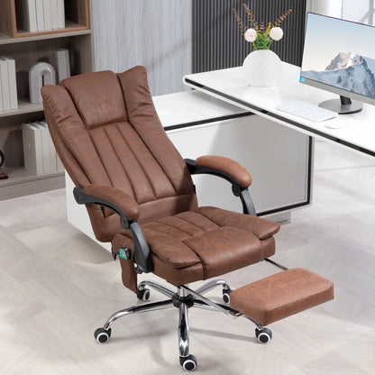 Massagestoel - Ergonomische Bureaustoel - Gaming Stoel - Kantoorstoel - Stoelen - met Verstelbare Rugleuning - en Verwarming - 6 Massagepunten - 360° Draaibaar - Verstelbare Voetsteun - Bruin - QUORE
