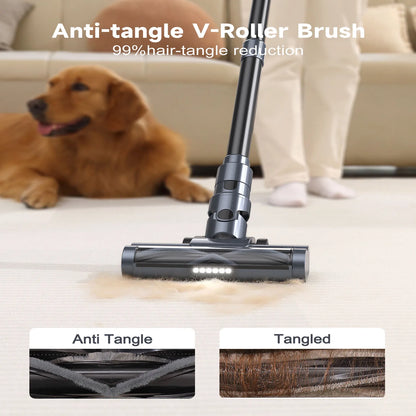 Steelstofzuiger - Draadloze - Vacuum Cleaner - Stofzuiger - LED Display - HEPA Filter – 30KPa - 260W - Anti-klit Vloerborstel - Voor Tapijt - Harde Vloeren - Huisdieren - Zwart