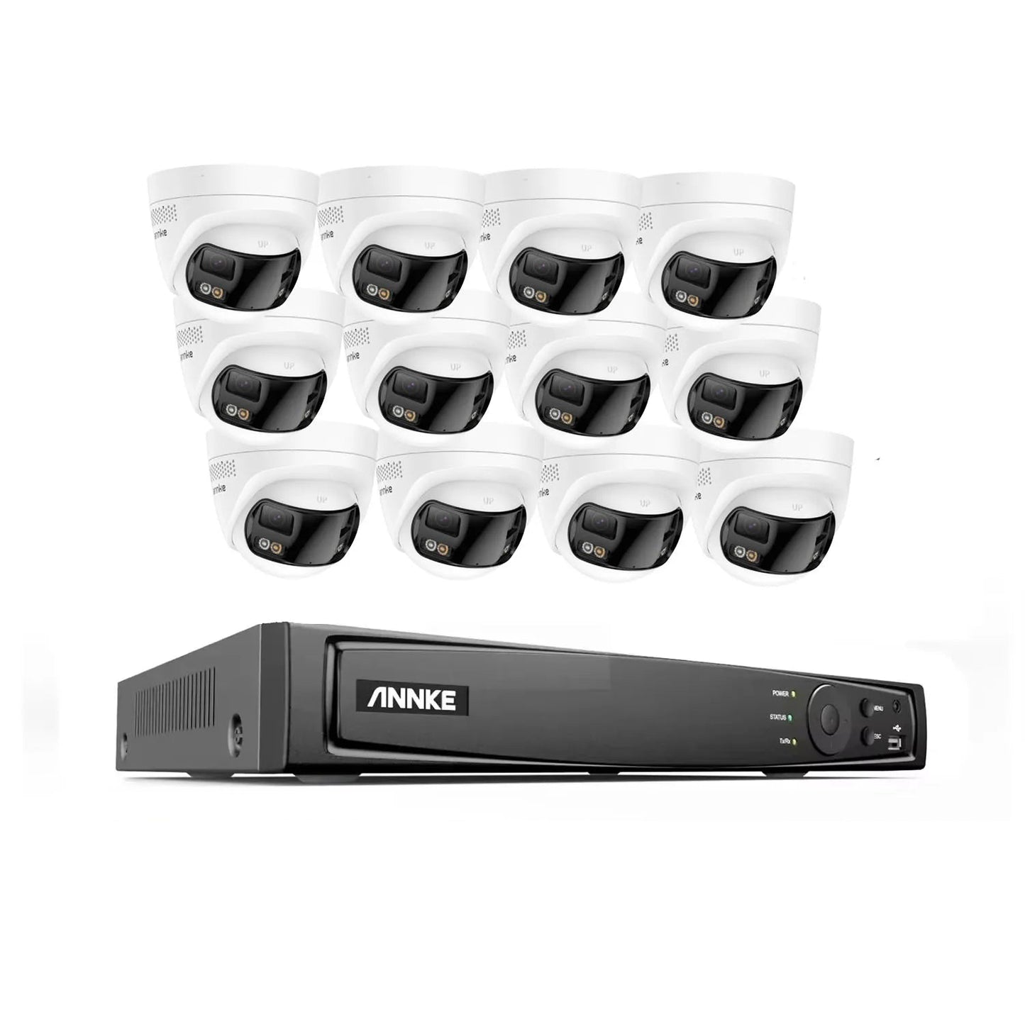 IP Camera Bewakingsset – Beveiligingscamera – CCTV Set – Surveillance Systeem – Dome Camera – 12x 8MP Dual-Lens – 16-Kanaals NVR Met PoE