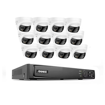 IP Camera Bewakingsset – Beveiligingscamera – CCTV Set – Surveillance Systeem – Dome Camera – 12x 8MP Dual-Lens – 16-Kanaals NVR Met PoE