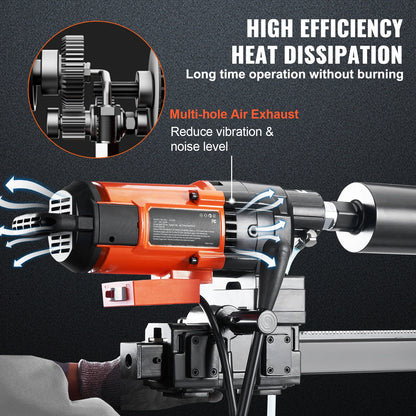 SucceBuy 2500W Diamond Core Drilling Machine 10in Wet Concrete Core Drill Rig Stand Wheels 750RPM Speed 10in Drilling Diameter