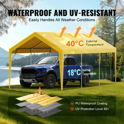 Garagetent - Tent - Partytent - Carport Tent - Carport Tent - Garagetent - Vervangende Garagetent - 7,5inch - Heavy-Duty Waterdicht & UV Beschermd - Geel