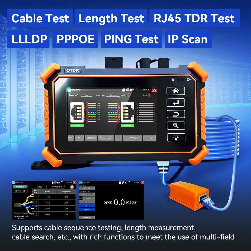 Multifunctionele Optische Fibertester – OTDR Tester – Glasvezel Meter – Kabel Tester – Ethernet Tester – 12-in-1 Functie – Event Map Foutlokalisatie - QUORE