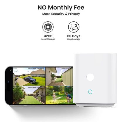 Beveiligingscamerasysteem - Zonne-Accu - Draadloze Camera - Camerabewaking - 3MP - 4 Camera Kit - 360° PTZ-camera - Nachtzicht - Buiten Gebruik