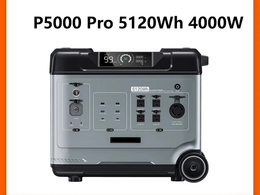 Draagbare Powerstation – Mobiele Accu – Back-Up Stroom – Zonne-energie Generator – 5120Wh Capaciteit – 4000W Output