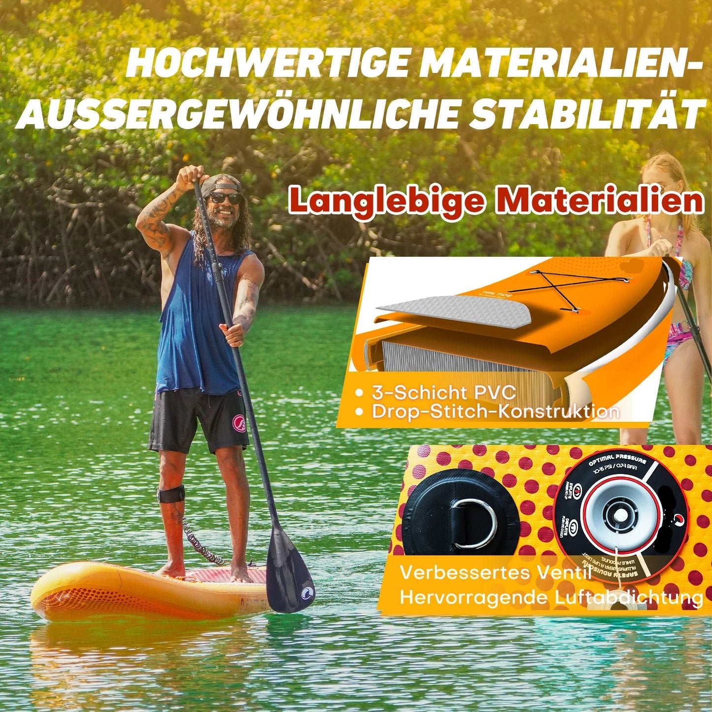 Opblaasbare Paddleboard – SUP – Stand Up Paddleboard – Paddle Board – Lichtgewicht – Antislip EVA-Pad – Draagbaar - Oranje