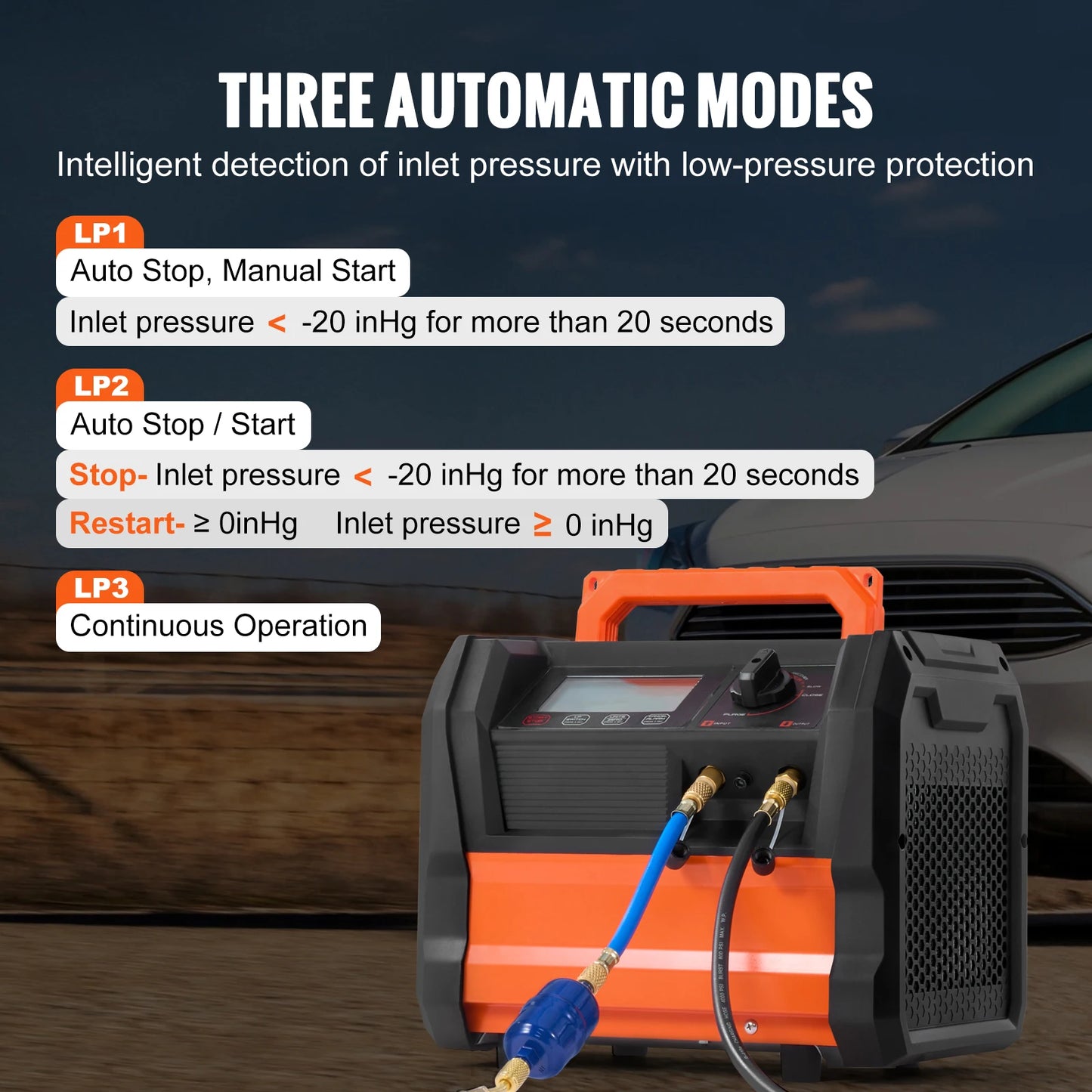 VEVOR Refrigerant Recovery Machine, 1 HP Dual Cylinder Portable AC Recovery Machine with 3000rpm Brushless Motor, for Automotive
