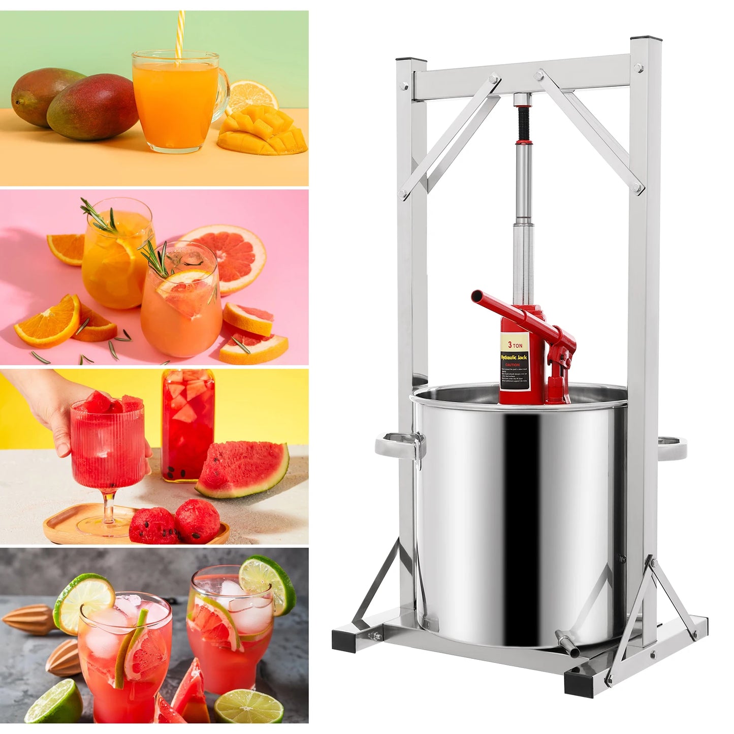 Hydraulische Juice Pers – Fruit Pers – Sap Pers – Wijn Pers – Puree Pers – 22 Liter Capaciteit – 3 Ton Drukvermogen