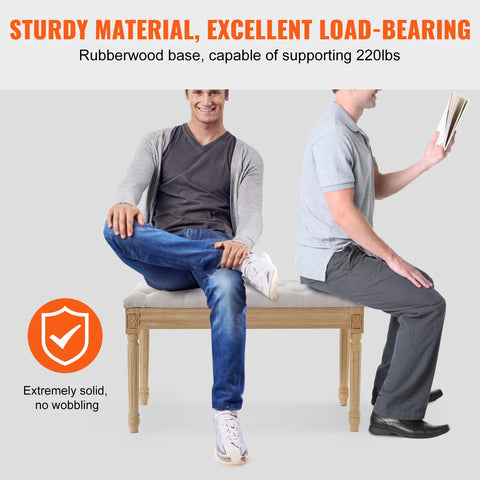 Ottomaanse Bank - Gestoffeerde Bank - Gestoffeerde Sofa - Opbergbank in de Slaapkamer - met Schuim Gewatteerd Kussen en Rubber Houten Poten - voor Slaapkamer Woonkamer