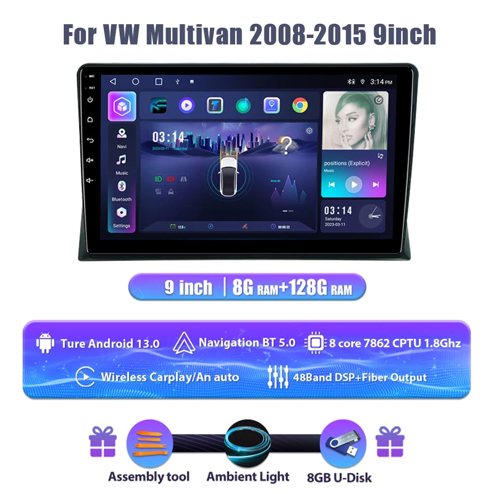 Digitaal Dashboard VW T5 – Lcd Display – Cockpitpaneel – Multimedia Dashboard – Android Dashboard – 12,3 Inch HD IPS Scherm – Plug & Play Installatie