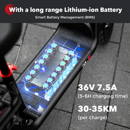 Scooter - Elektrische Step - E-Scooter - Opvouwbare - met Koplampen - Achterlichten - Mand - Verstelbare Stoel - 12 Inch - 7.5Ah - 500W - 36V - 35km/h - 115 x 125 cm - Zwart