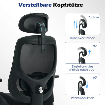 Bureaustoel – Kantoorstoel – Gamestoel – Draaistoel – Office Chair – Ergonomische Lendensteun – Ademend Mesh Materiaal