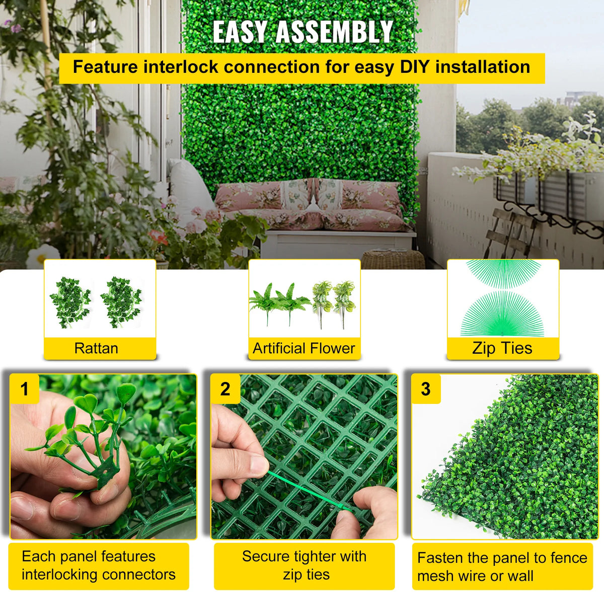 VEVOR Gras Wanddecoratie - 50x50 cm - Gras Panelen - 12 stuks - Groene Kunstmatige Gras Achtergrondwand - Ecologische Stijl Wanddecoratie - Kunstgras Wandpaneel - Groene Plantenwand Decoratie - Groen Privacy Fence Backyard Wedding Party Background - QUORE