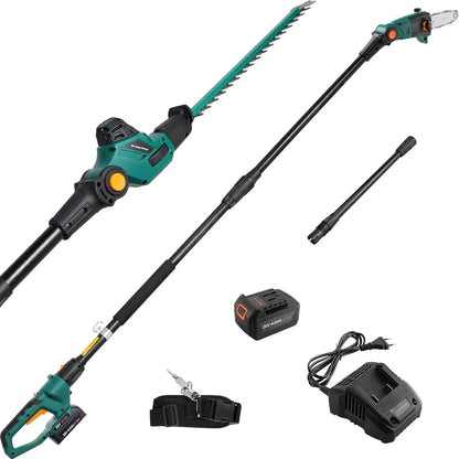 Cordless Pole Saw for Tree Trimming, Multi-Angle, Telescoping Tool-Less Electric Pole Saw, Tree Trimmer with Battery & Charger