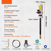 Grease Gun - Pneumatic Grease Gun - 50:1 Pressure Ratio - 360° Rotatable Grease Gun Head - Aluminium Grease Gun - Grease Gun Pistol Grease Gun Powerful - Black