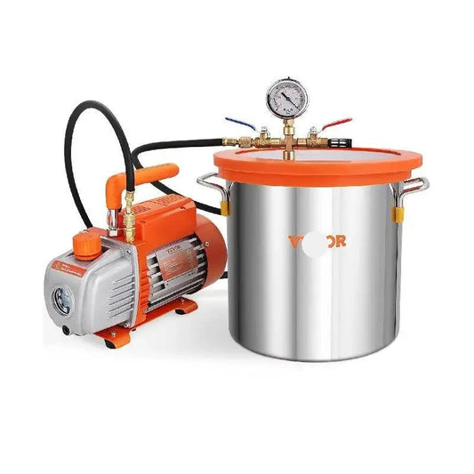 Vacuümpomp - Koelmiddel vacuümpomp - Koelgereedschap - HVAC-koeling - Vacuümkamer - 3,5 CFM - 3 gallon - Oranje - QUORE