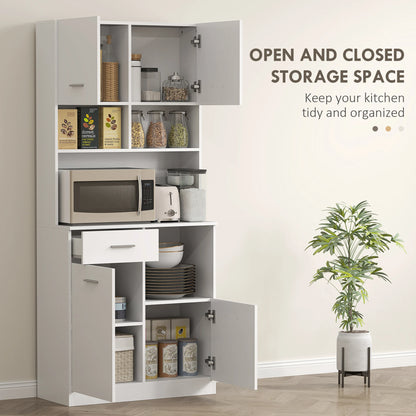 Keukenkast – Buffetkast – Opbergkast – Keukenmeubel – Magnetronkast – Wit MDF – Softclose Deuren – Verstelbare Planken - Wit