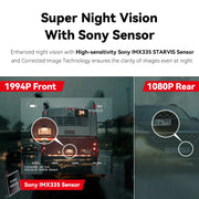 Dash Cam Dual GPS – 1944P HD – WiFi – Voor & Achter – 24H Parkeerbeveiliging – D²save Opslag – Zonder Geheugenkaart