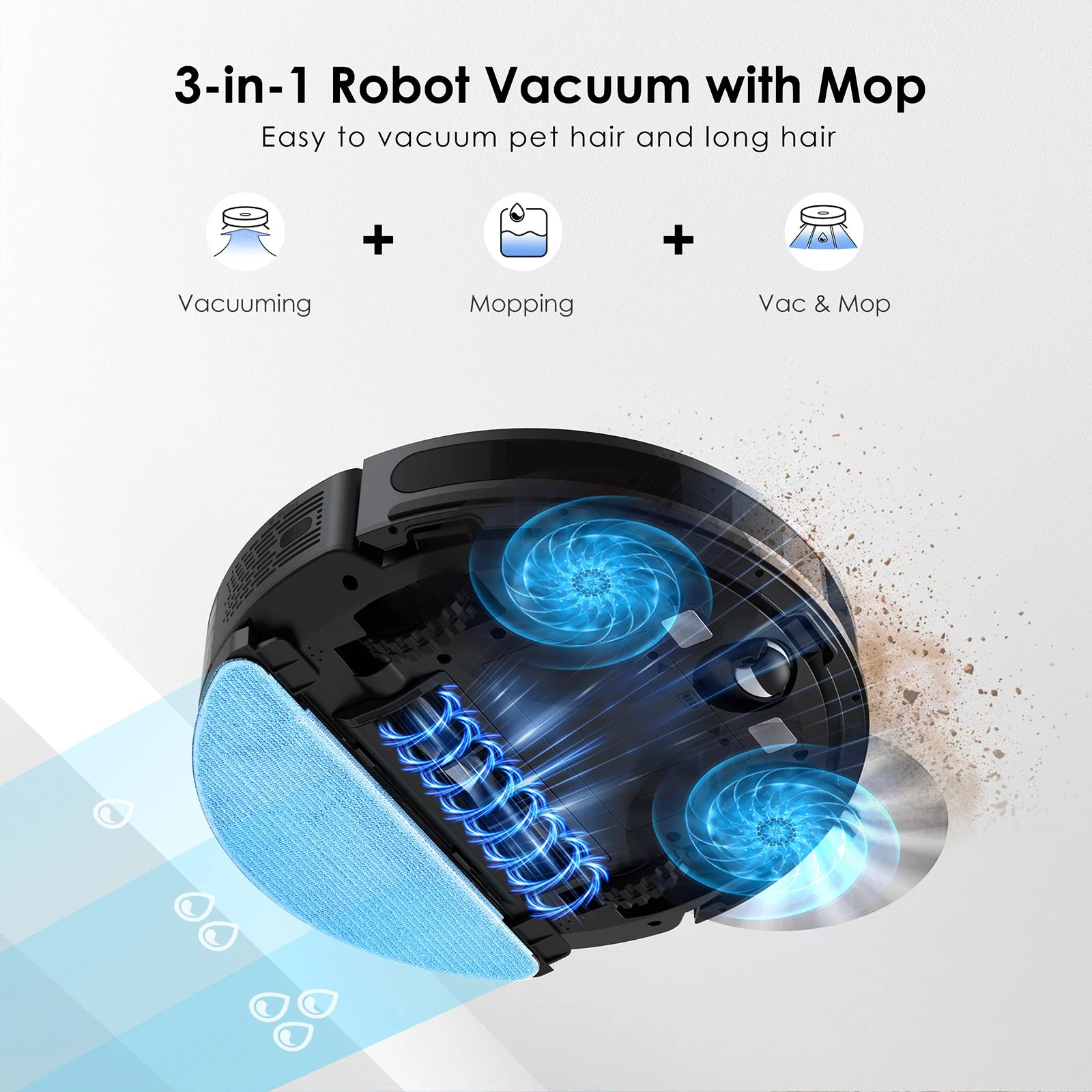 Robotstofzuiger SL60 Plus – Robotstofzuiger Met Dweilfunctie – Automatische Stofzuiger – Robot Cleaner – Robot Stofzuiger Voor Huisdieren – 60 Dagen Handsfree Leegmaken – 4500Pa Zuigkracht - QUORE