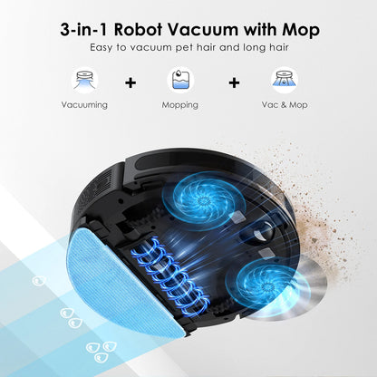 Robotstofzuiger SL60 Plus – Robotstofzuiger Met Dweilfunctie – Automatische Stofzuiger – Robot Cleaner – Robot Stofzuiger Voor Huisdieren – 60 Dagen Handsfree Leegmaken – 4500Pa Zuigkracht - QUORE