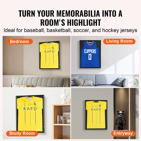 Vevor - Display Frame - Display Frame Organizer - Large Lockable Sports Shadow Box - 98% UV Protection PC Glass and Hangers