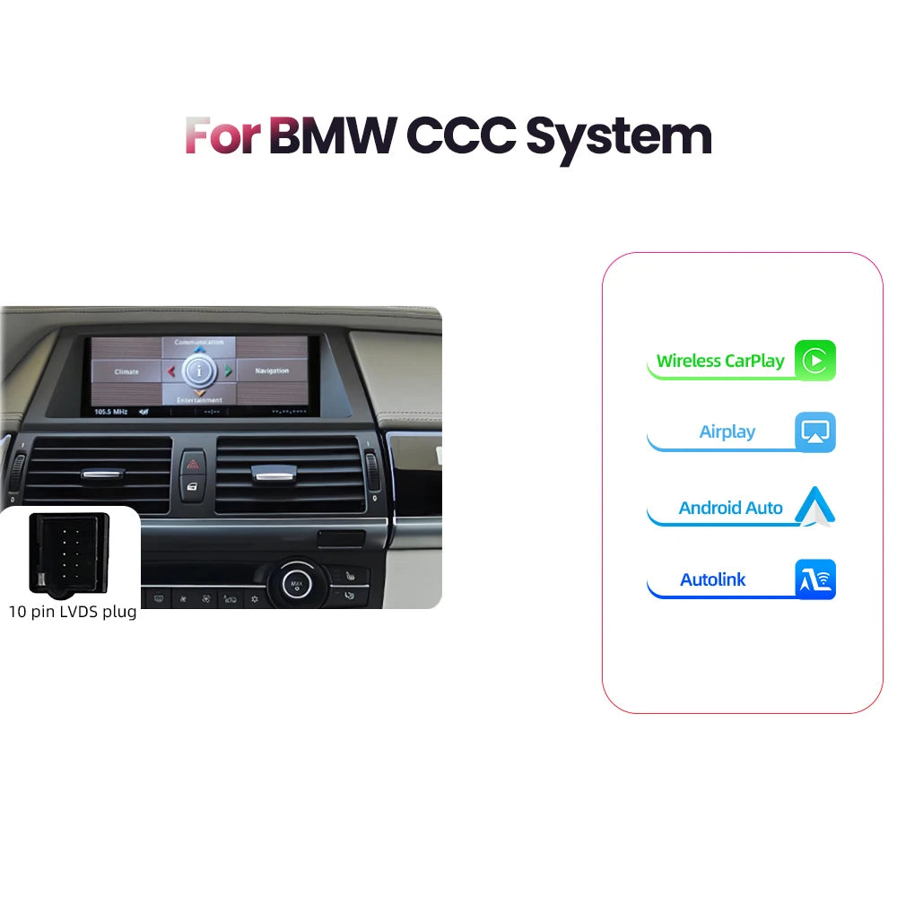 Draadloze CarPlay Interface Module – Android Auto Adapter – Bluetooth Module – Mirror Link Connector – BMW CCC Variant – Inclusief GPS Navigatie – Kabelvrij Verbinden - QUORE