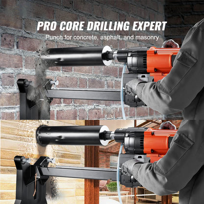 SucceBuy 2500W Diamond Core Drilling Machine 10in Wet Concrete Core Drill Rig Stand Wheels 750RPM Speed 10in Drilling Diameter