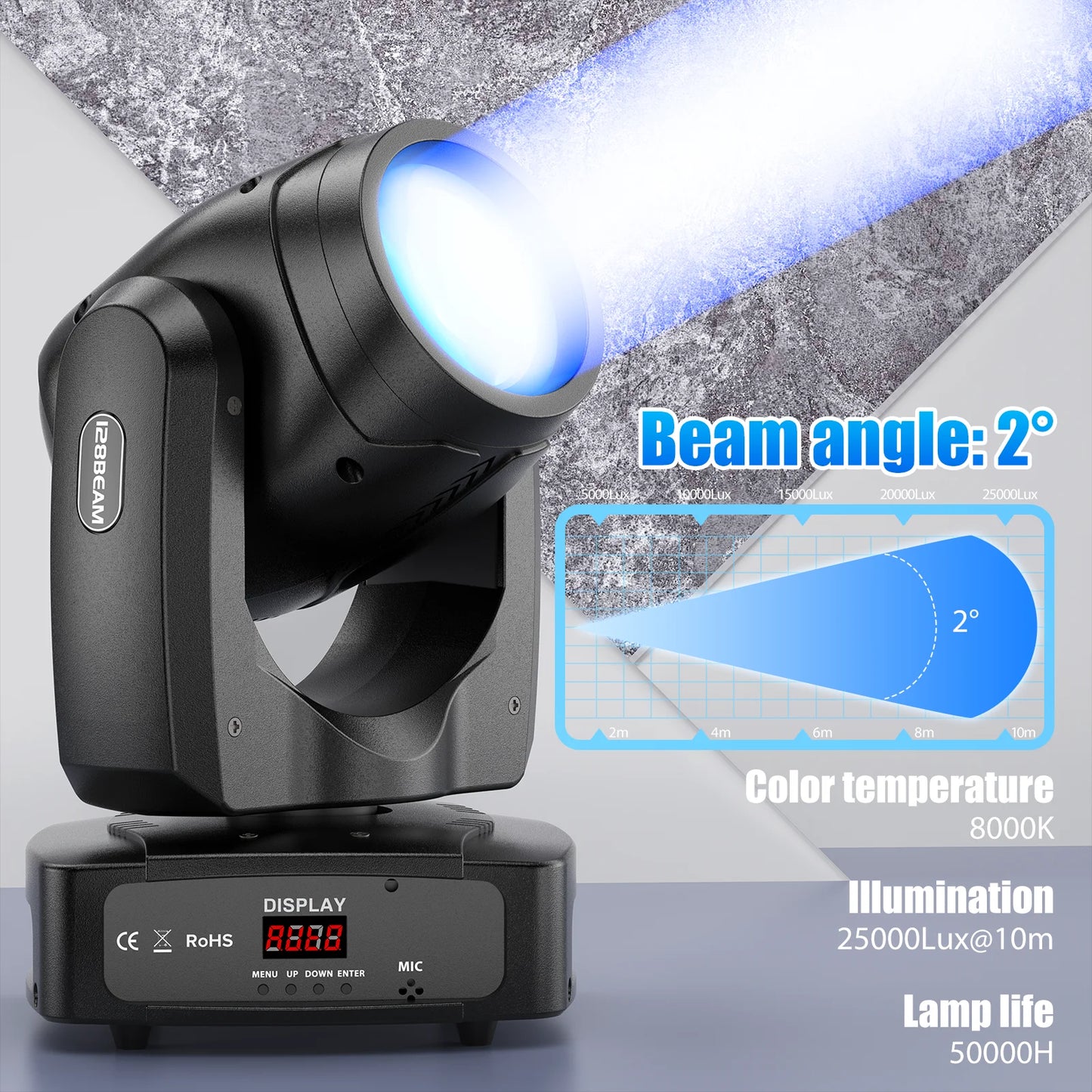 200W LED Moving Head – Verlichting – Lichtshow – Podiumlamp – DJ Lamp – Set van 4 Met Flight Case – DMX512 Controle – 7+1 Kleuren & Gobo’s