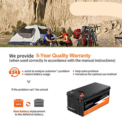 LiFePO4 Accu – Lithium Batterij – Camper Accu – Boot Accu – Zonne-energie Accu – 12,8V 200Ah – Ingebouwd BMS