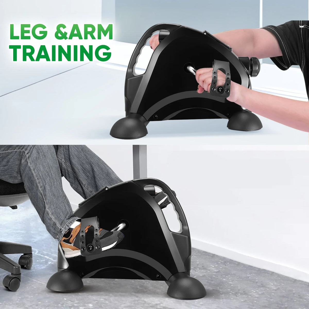 Mini Exercise Bike Arm and Leg Trainer Adjustable Foot Pedal Exercise Machine LCD Display Portable Pedal Trainer for Home Office