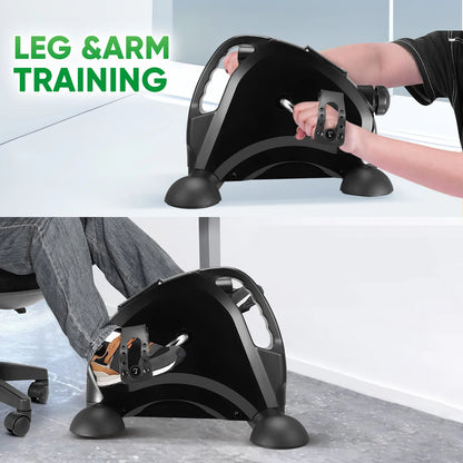Mini Exercise Bike Arm and Leg Trainer Adjustable Foot Pedal Exercise Machine LCD Display Portable Pedal Trainer for Home Office