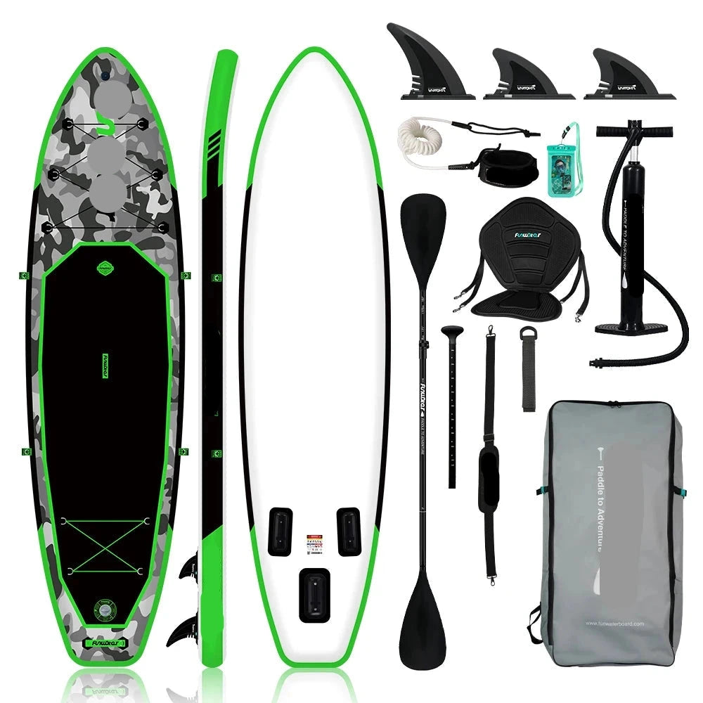 Opblaasbaar Stand Up Paddle Board - Sup Board - Supboard - 330x84x15 cm - voor Volwassenen - Max 150 kg – Antislip – Voor Meer - Rivier - Zee - Inclusief Paddle - Rugzak - Zadel & Accessoires - Groen