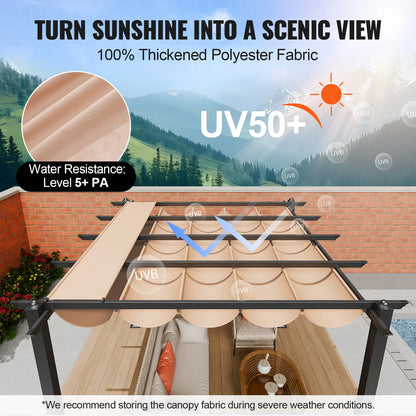 Uitschuifbare Pergola – Buitenoverkapping – Schaduwdoek – Aluminium Frame – UV50+ Bescherming – 3x3 Meter – Eenvoudige Montage - 12x16ft