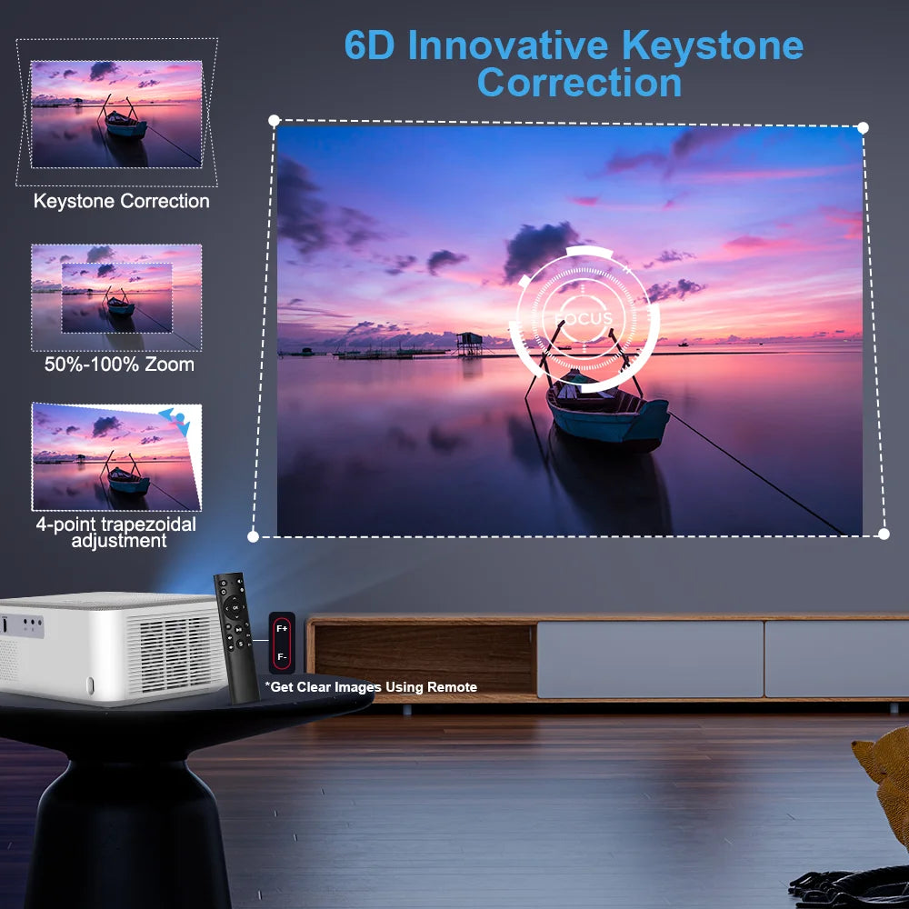 Mini Projector – Draagbare Beamer – Home Cinema Projector – Android Projector – Full HD Projector – 1920x1080 Resolutie – 12000 Lumen Helderheid - QUORE
