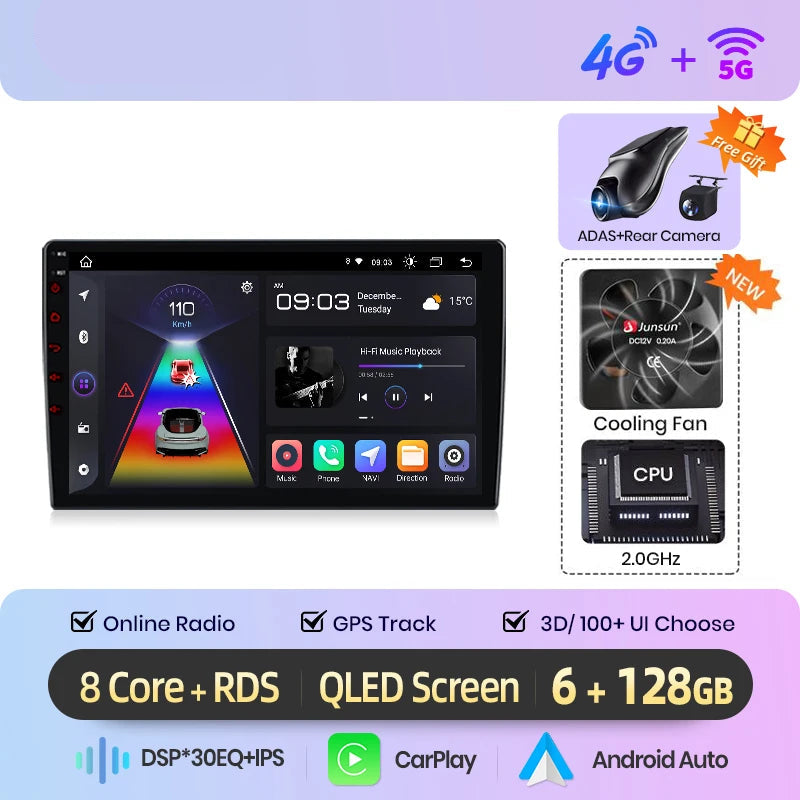 Android Autoradio – Multimedia Systeem – Navigatiesysteem – Infotainment – Touchscreen – Draadloze CarPlay – Ingebouwde GPS Navigatie