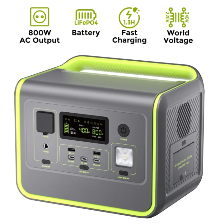 Powerstation – Draagbare Energiecentrale – Mobiele Batterij – Noodstroom – 512Wh Capaciteit – 800 Watt Vermogen - LiFePO4 Batterij - voor Home Backup - Outdoor Kamperen - Mobiele Stroom - Groen