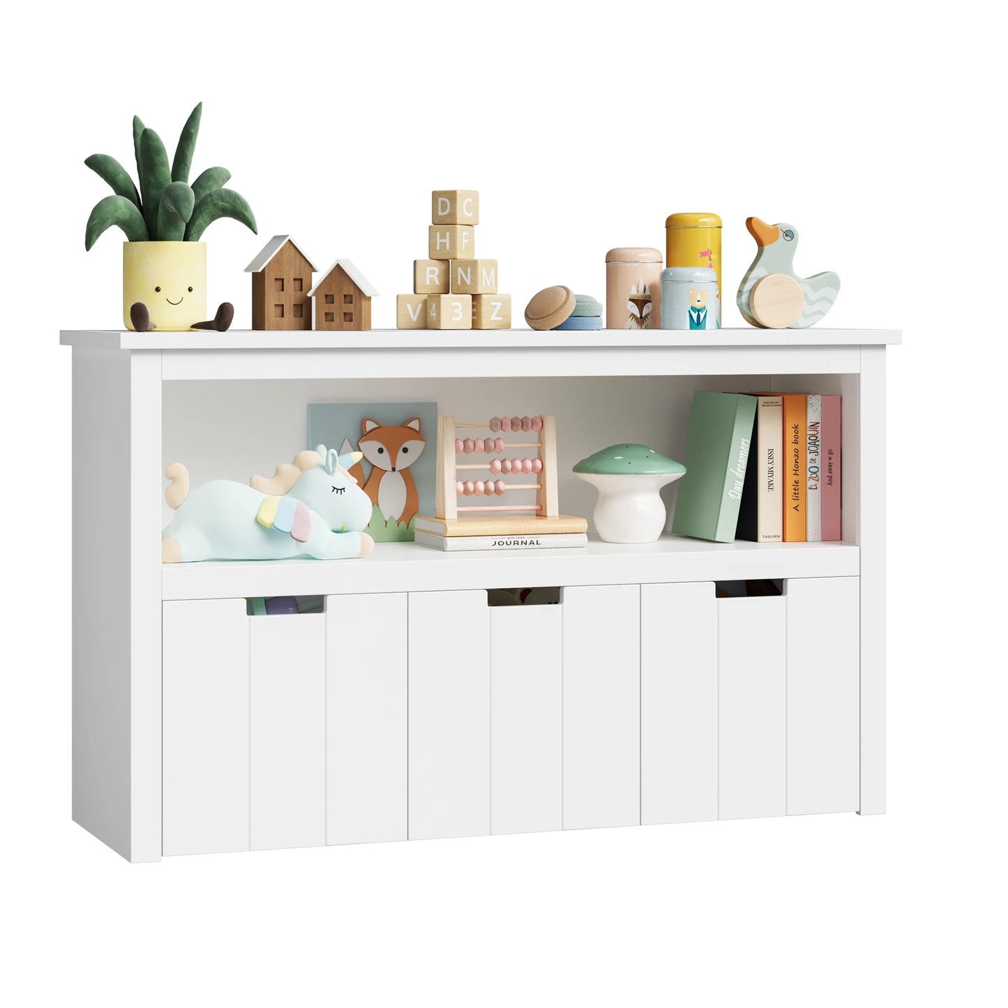 Speelgoedkast voor kinderen - commode met 3 laden - speelgoedorganizer voor kinderkamer en woonkamer - houten opbergkast (wit - 102 x 33 x 62 cm)