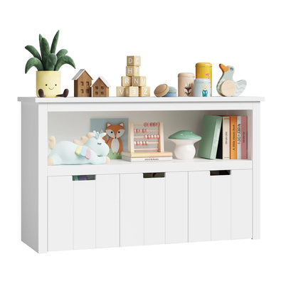 Speelgoedkast voor kinderen - commode met 3 laden - speelgoedorganizer voor kinderkamer en woonkamer - houten opbergkast (wit - 102 x 33 x 62 cm)