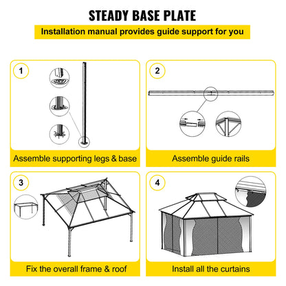 Tuinkoepel – Tuin Overkapping – Buiten Tent – Beschutte Ruimte – Waterdicht Dak – Aluminium Frame – Insectenwerende Netten - 10 x 10 voet
