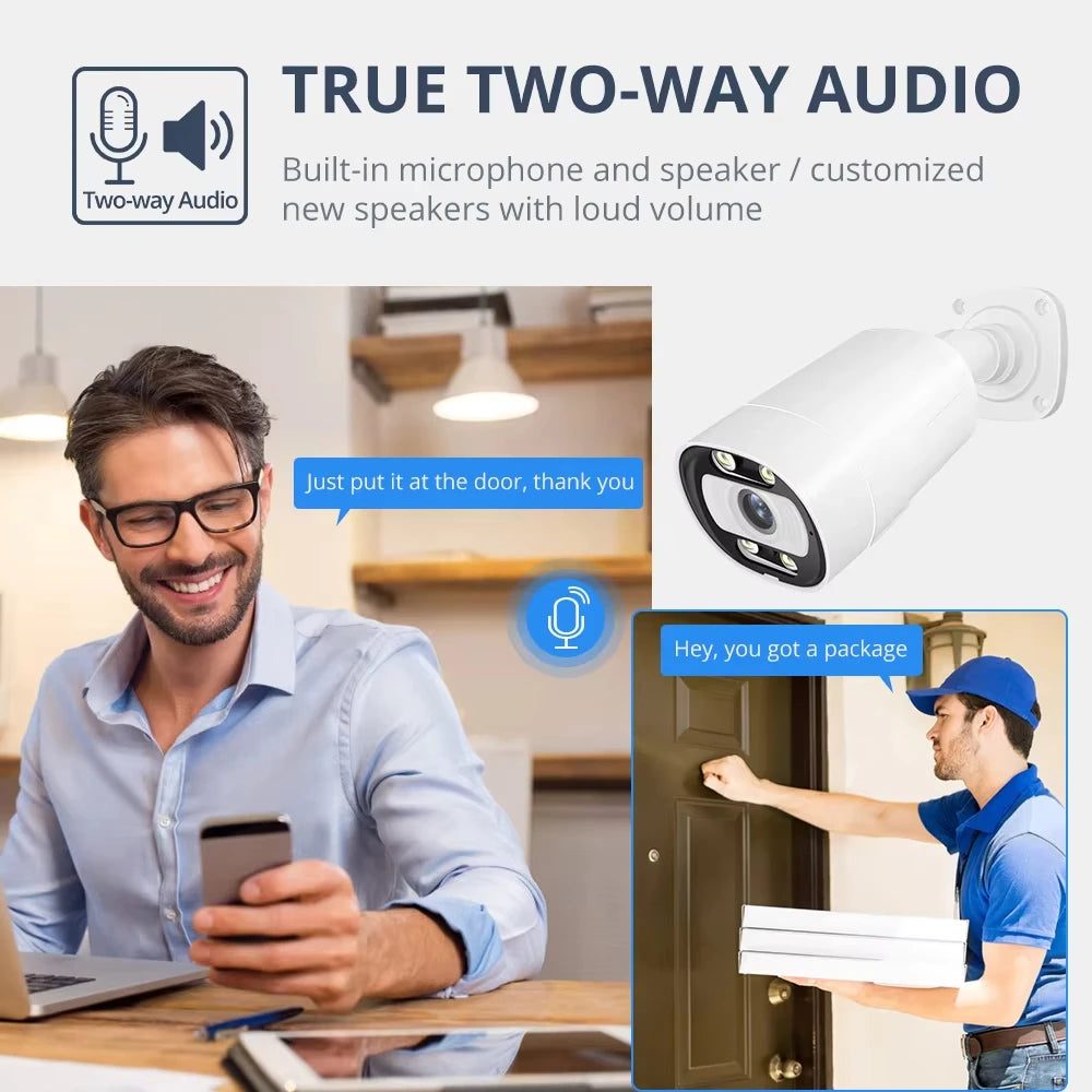 Techage 8CH 5MP POE CCTV IP Camera System Security Smart AI Face Detect 2-Way Audio Video Protection Surveillance Camera Outdoor