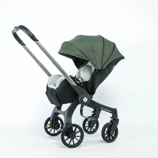 Wandelwagen - 4-in-1 Baby Stroller - Kinderwagen - Buggy - Opvouwbaar – Multifunctioneel – Autostoel - Pram - Lichtgewicht Reiswieg - ArmyGreen